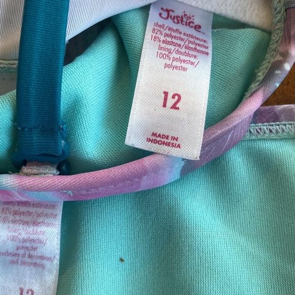 Justice Girls bikini pink and turquoise floral pattern size 12 - Picture 15 of 15